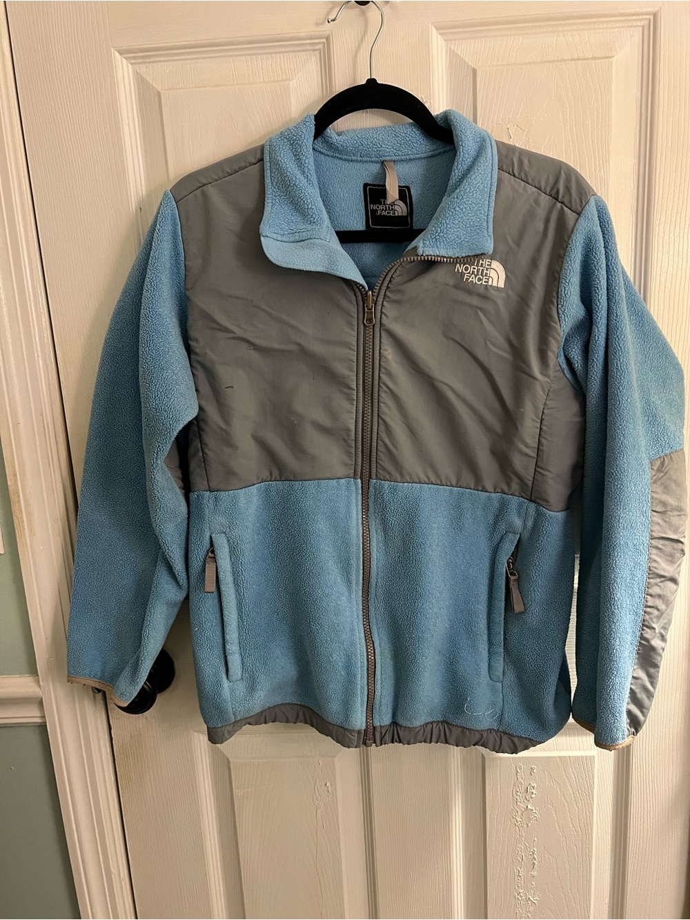 The North Face Girls Light Blue & Gray Fleece Jacket xl